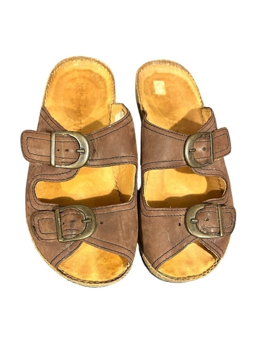 HAFLINGER Bio Andrea Slides Anatomical Women’s Sandals Leather Cork Size 37 US 6